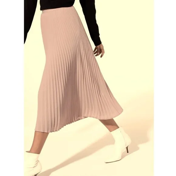 Babaton Jude Skirt / Large / Nutmeg High Waist Pleated Midi Skirt Aritzia - Picture 1 of 6